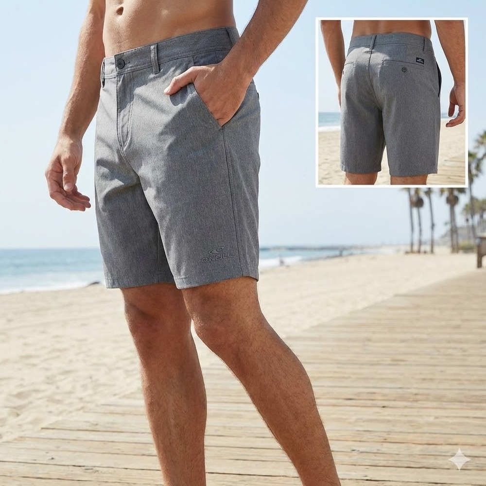 ONeill Hybrid‎ Shorts Mens 30 Grey Heather Performance Techwear SU718A105X